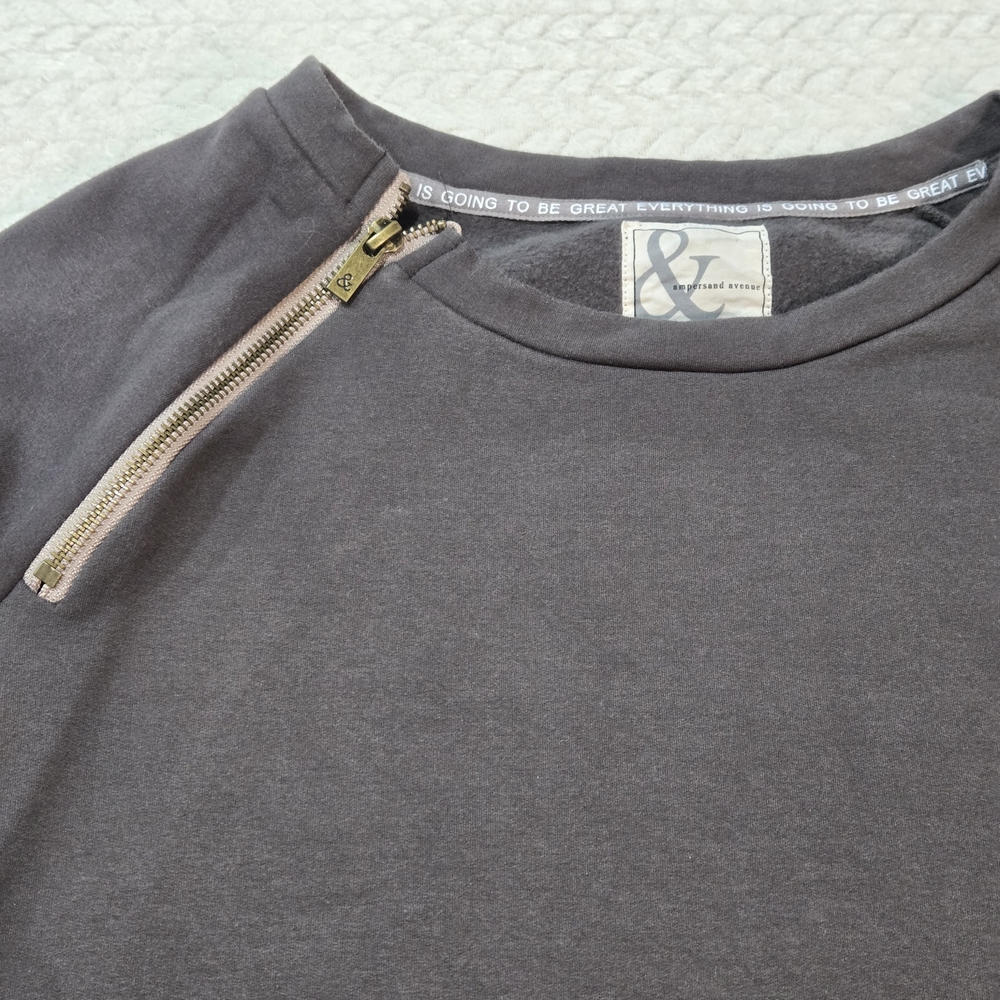 Ampersand Avenue Womens Size Large Side Zip Pullover Charcoal & Dusty Mauve - Picture 2 of 10